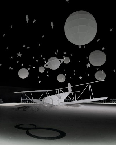 Thom Browne’s Fall/Winter 2023 runway show, which took place at The Shed, took inspiration from The Little Prince with a massive biplane and suspended planets and stars.