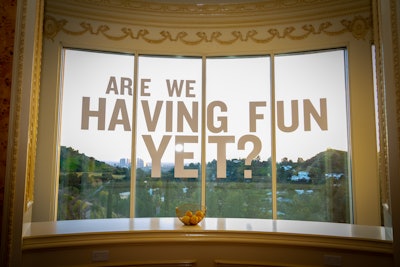 Behind the bar, the words 'Are we having fun yet?' were printed on the window—a nod to Adam Scott's character's infamous line on the show.