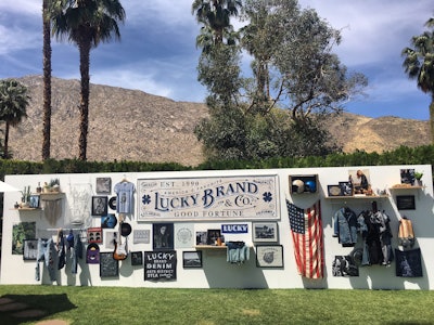 At Coachella 2017, Lucky Brand worked with BMF to create an eye-catching, three-dimensional press wall that included such all-American items as a flag, denim, and other props—and of course, plenty of Lucky logos.