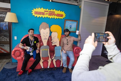 In Austin, fans could take a seat on the couch with the famous comic duo at the Beavis and Butt-Head photo op.