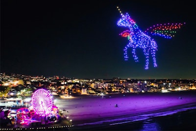 First large-scale drone light show in music video