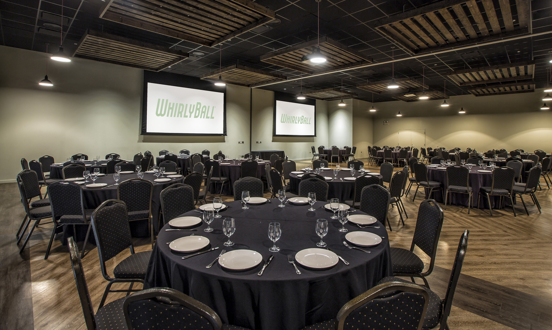 Each WhirlyBall location has multiple event spaces for your team-building events