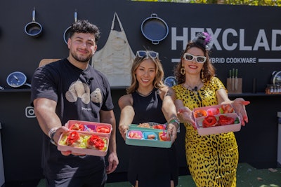 Jessica Woo (@sulheejessica), Ahmad Alzahabi (@thegoldenbalance), and Nadia Caterina Munno (@the_pastaqueen) spearheaded the Bento Box Battle at the Hexclad Lab at FoodieCon.