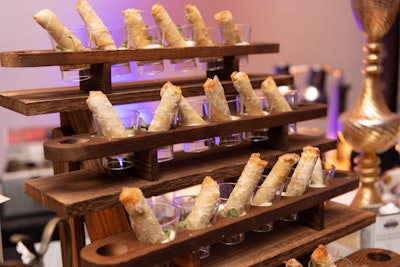 Also at Best of the Best, Byblos presented cheesy Turkish cigar pastries on a wooden display in individual shot glasses.