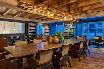 The Wood Library at The Seabird Resort can make attendees feel like they've been transported to a beach home's sitting room.