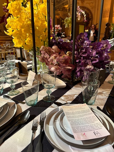 Crary said that the only design requirements provided by NYBG were to use live orchids and to make sure that guests could see each other from across the table, adding that he doesn’t think any of the centerpieces adhered to the 20-pound weight limit.