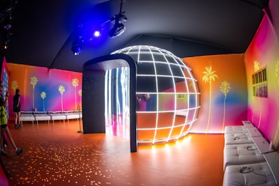 The neon trend extended far beyond Neon Carnival, of course. CASETiFY's vibrant Disco Euphoria, for example, included a neon-lined selfie dome that reflected the activation's hot pink, orange, yellow, and blue color scheme.