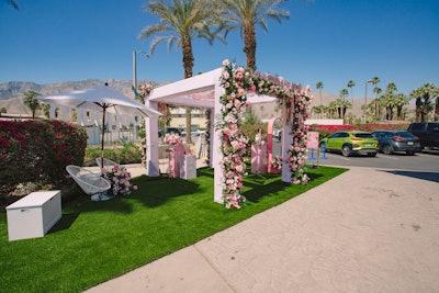 MKG designed lush outdoor tents at each hotel, where influencers and guests could cool off in refreshing mists infused with one of LBP’s three core scents: rose, coconut, and mandarin. Using faux flowers and colorful LBP branding, the MKG team dressed each tent to match its corresponding scent, while also setting up beauty stations with mirrors and hair accessories.