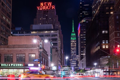 On the night of the gala, the Empire State Building shone in Robin Hood green.