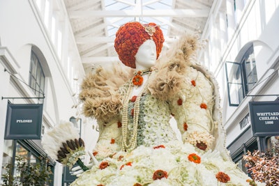 Last year, 'FEMMES' traveled to cities around the world to host more than 35 free pop-up shows featuring floral-clad mannequins of trailblazing women, such as this one of Queen Elizabeth, which was crafted by 'fleur'ist Amie Bone and inspired by how the Queen appeared in the painting 'The Ditchley Portrait.' See more: Snag Some Floral Inspiration From This Women's-Empowerment Pop-Up Exhibition