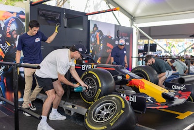 At the Red Bull Fan Zone presented by Cash App, guests could mimic a pitstop tire change.