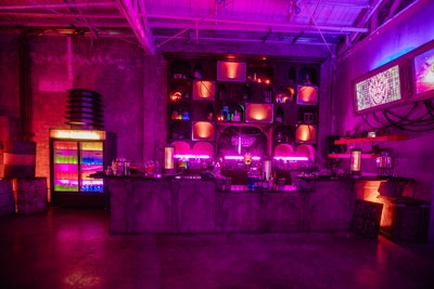 The eclectic space drew inspiration from Knowhere, the Guardians' home base in the new movie. Marvel Studios tapped LA-based creative agency IHEARTCOMIX to conceive and develop the nightlife destination, which featured a recreation of several elements of the set along with a 180-seat movie theater constructed from scratch.
