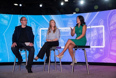 At 2023 Connect Spring Marketplace in Las Vegas, speakers Oliver Rowe with VenueIQ, Christina Zimmerman with Akire, and Lauren Harwell with Imprint Group hosted the session 'Up Next in Tech: The Latest Tech and Planning Trends You Need to Know.'