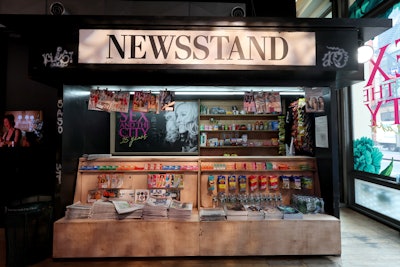 A newsstand showcased magazines that had featured the show over the years.