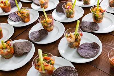 Chefs Silvia Hernandez and Erika Rojas, the first graduates of Comal Heritage Food Incubator, teamed up for the luncheon to cook an authentic Mexican feast, which included refreshing shrimp ceviche cups, as well as a mushroom option.