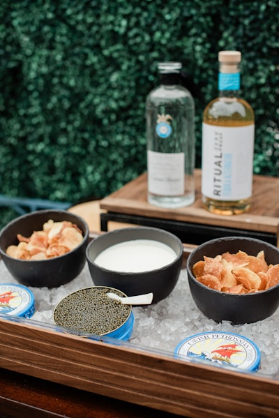 Petrossian Caviar and Casa Dragones teamed up Friday and Saturday to offer reservation-only scenic respites on Hotel Jerome’s private Sky Terrace.