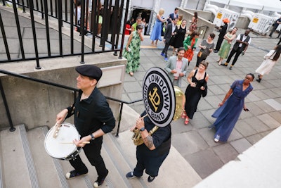 The LowDown Brass Band performed throughout the evening.