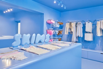 Inside, the summery pop-up allowed visitors to shop for SKIMS essentials; there were also custom SKIMS-branded treats from Morgenstern’s Finest Ice Cream. The brand worked with Willo Perron of Perron-Roettinger on the design of the activation.