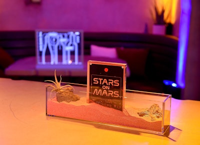 Guests were also served artisanal charcuterie plates consisting of astronaut-inspired food: warm bread, fresh mozzarella, prosciutto, dried fruit, and truffle potato chips. “The Mars Bar” experience was created by Fox in collaboration with NVE Experience Agency.