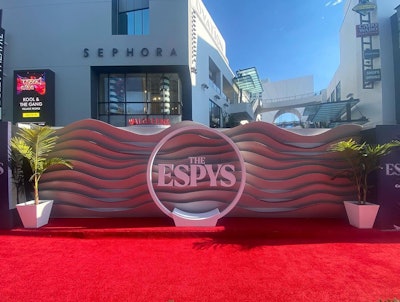 Once again, Kilowatt Events took over four lanes of Hollywood Boulevard to build 11,200 square feet of red carpet along the Hollywood Walk of Fame for the award show. During the ESPYS Red Carpet Show presented by Walmart, hosts Christine Williamson and Harry Lyles Jr. talked to athletes and celebrities while Gary Striewski conducted interviews from a side set.