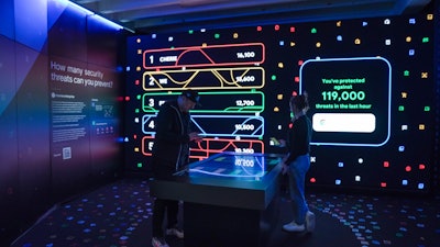 The number of threats increased over time, and players received a score for how many they neutralized in 30 seconds. The team of players were then able to add their name to the leaderboard.