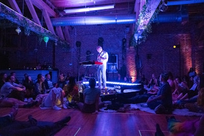 On Wednesday night, activism and social impact organization Propeller hosted the multisensory “Enter the PORTAL” event at Temple Nightclub, which featured different audiovisual activations, as well as a lineup of DJs. “PORTAL exists as an initiative of Propeller to destigmatize the responsible use of psychedelics,” shares Propeller founder and CEO Brandon Deroche. Portland-based ambient-indie pop artist East Forest (pictured) performed an event ceremony.