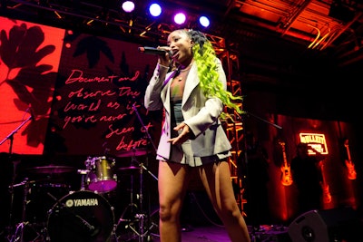 Emerging talent from across NYC took the stage during the event, including Brandon Blue, Liana Banks (pictured), and Tosh Alexander, along with DJs from each borough, including Turbz from Brooklyn, Venus X from Manhattan, and Krystal Vega from Manhattan.