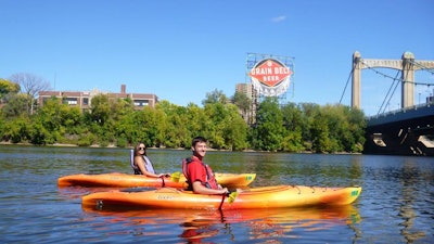With Mississippi River Paddle Share, visitors can easily hit the water for a glimpse of the downtown skyline.