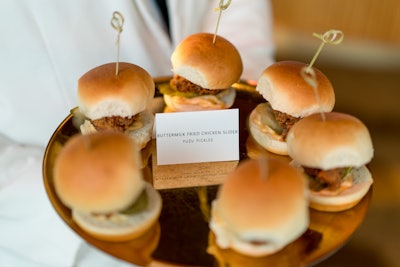 Guests enjoyed full food and beverage, including these buttermilk fried chicken sliders with yuzu pickles.