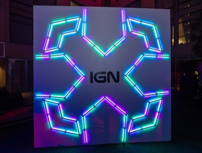 IGN partnered with Nanoleaf, which highlighted its newest smart lighting products at the party. The Nanoleaf Lines were used to build a giant IGN D-Pad as an eye-catching photo op; the color palette changed every 20 minutes and even reacted to the music during certain songs. The brand's Shapes, meanwhile, products were assembled to resemble flames and installed on the DJ booth, tying into the FIRES OF RUBICON theme from the game. Nanoleaf also donated its Lines Starter Kits as well as other products for scavenger hunt prizing.