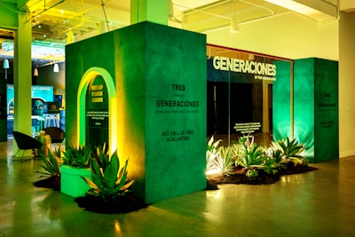 Real plants and soil were used as decor throughout the space. 'With roots that trace back to the origins of tequila, it was important to showcase it both literally and figuratively,' explained Curtis. 'We loved having the plants all around the venue with real soil. It represents the brand's rich history, and the commitment to the process that goes into the development of Tres Generaciones tequila.' In a fun detail, the team created a mirror wall where guests could pose as cover stars of the new magazine. Printed on the mirror was a quote from Terrell Jones, a stylist for Fat Joe and DJ Khaled and one of the people highlighted in Generaciones.
