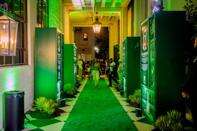 When guests arrived, they walked through a hallway spotlighting the history of the tequila brand. 'The name Tres Generaciones, along with the three stripes on the bottle, represents the brand's 'three Dons' and how the brand is literally three generations from the founding of tequila itself,' explained Curtis. 'In balancing the brand story with the stories we told across music, we wanted to start with the entrance to the space being a journey through the legacy of these three Dons and the history of Tres Generaciones.'