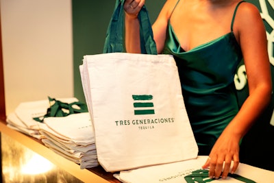 Tote bags with the brand's signature three-stripe logo were handed out.