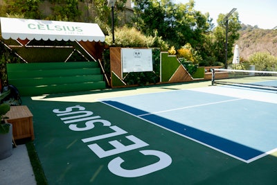 Sunami Fabrication also created these branded bleachers for the pickleball players and their guests.