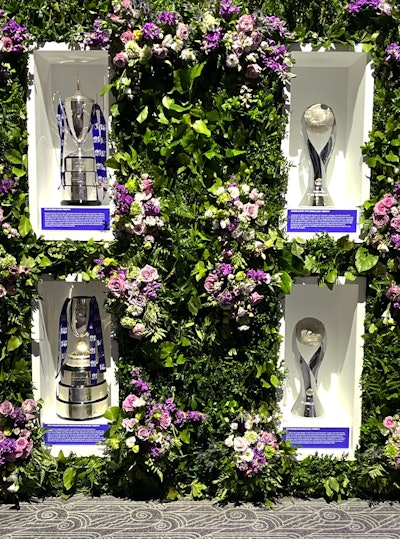 A custom trophy wall displayed historic singles and doubles trophies, while another corner of the venue was dedicated to listing champions throughout the past decade. Many victors were featured in the gala’s programming as well, including breakout star Coco Gauff and former No. 1 tennis players Chris Evert and Tracy Austin.