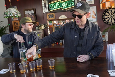 The cast of It's Always Sunny in Philadelphia poured whiskey drinks for festivalgoers at the Four Walls Whiskey activation during Southern Glazer's Wine & Spirits Trade Day.