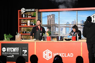 HexClad showcased its new cookware line on the Grand Tasting demo stages and at the book signing tent at Pier 76.