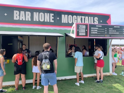 For the first time, ACL decided to offer mixed cocktails from its general admission bars, including brands like Tito’s, Aguasol, Hendrick’s, and Don Julio. There was also a nonalcoholic bar dubbed Bar None (pictured), featuring mocktails created by Austin bartender Robert Björn Taylor, made with spiritless liquors. A rep for C3 Presents explained that the team knew it was important to offer interesting drinks for people who don’t drink or don’t want to drink alcohol.