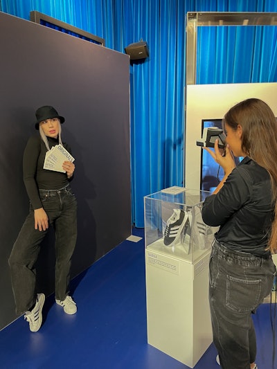 There was also a throwback Polaroid photo moment with custom Originals picture frames. After trying on the new kicks, guests scanned a QR code to enter to win a pair of the brand's new Superstar shoes.