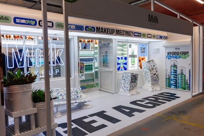 Milk Makeup showcased its HydroGrip collection of products with a set design that looked like it was melting.