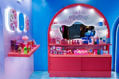 Laneige showcased its range of products in a booth outfitted in the brand's signature colors.