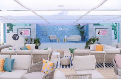 Working with experiential agency The Park, Spotify returned to Cannes Lions for its ninth year in 2023, hosting the airy Spotify Beach across from JW Marriott Cannes. The activation hosted a number of daytime master classes and sessions featuring guests like Trevor Noah, Issa Rae, Emma Chamberlain, and Cesc Fàbregas, who all emphasized the brand’s focus on creativity, connection, and innovation. The summery stage design evoked a pool, complete with a ladder attached to the wall. See more: Cannes Lions 2023: 45 Steal-Worthy Event Ideas From the Massive Festival of Creativity