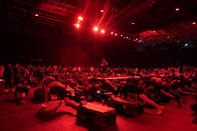 Produced by Los Angeles-based experiential marketing agency ENTER, the 17,000-square-foot space was reimagined as Barry’s iconic “Red Room” and was equipped with Woodway treadmills and spots for all of the attendees.