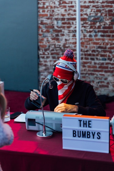The Bumbys, anonymous performance artists who provide “A Fair and Honest Appraisal of Your Appearance,” were on site writing poetry for guests.