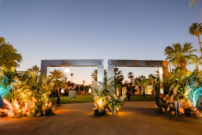 A mirrored entrance moment immediately set the tone for the desert oasis-inspired gathering.