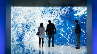 The installation was powered by Unreal Engine and transformed the static LED walls into an immersive pool of water, ice, and mist.