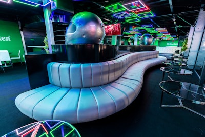 Another hospitality space, sponsored by Heineken, took on a “Neon House” theme. It featured programming by Corso Marketing Group.