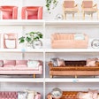 Something Vintage's colorful pink sofas line their DC showroom.