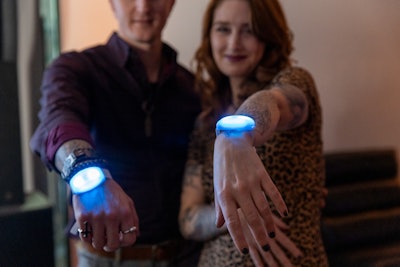 Each guest was given a wearable at the start of the evening. 'The light-emitting bracelets were RFID assets we used to customize each guest’s journey based on the preferences they provided,' explained Hardaway. 'We wanted attendees to have an experience similar to the series’ main character, Darby Hart. The guests recognized the personal touches and appreciated the experience of being invited by a billionaire who crafted offerings specifically to them.'