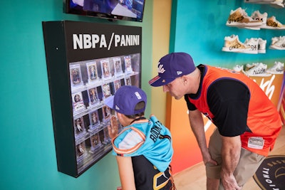 Panini, a sports and entertainment collectibles brand, was also a sponsor of the activation and powered the player appearances. It also incorporated other touchpoints throughout the activation, including this special display of trading cards.